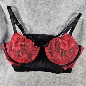 Torrid Balconette Black Red Lace Underwire Strappy Bra Size 1